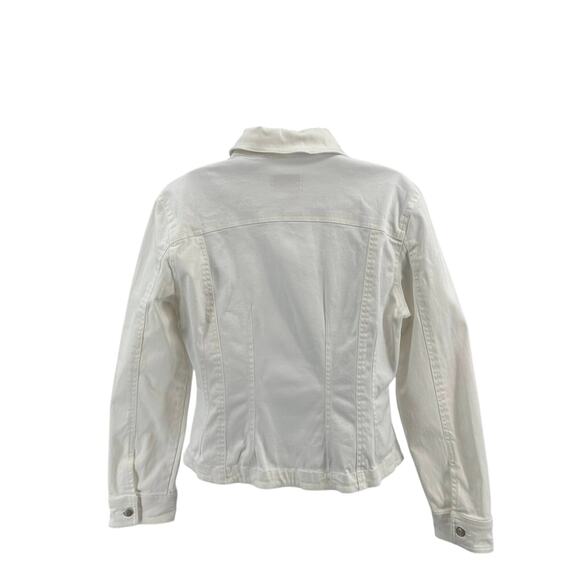Live a Little Denim Button Down Jacket WMN L White #25352 Long Sleeve Jean Shirt - Picture 5 of 7